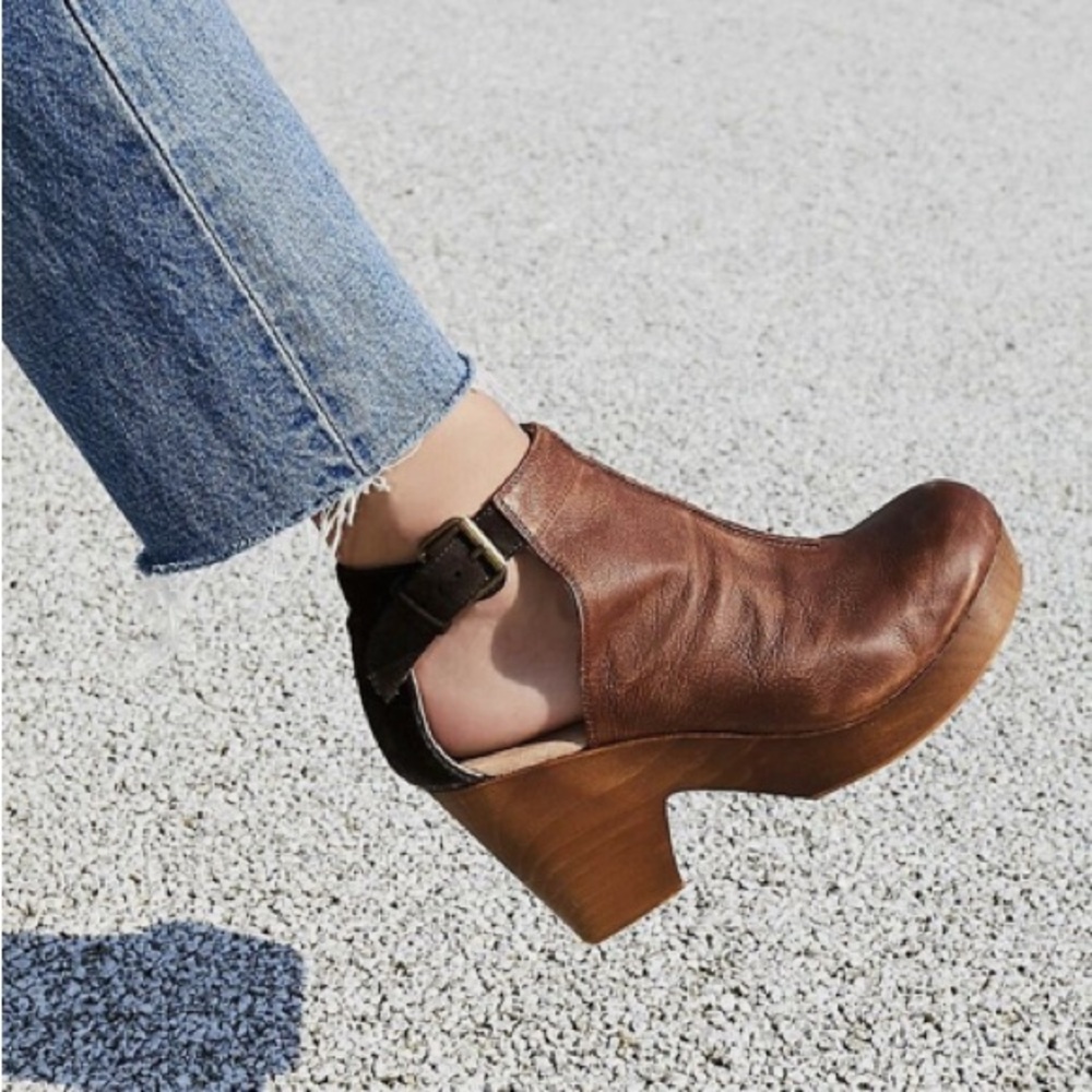 Free People Brown Leather Mules with Classic Silhouette